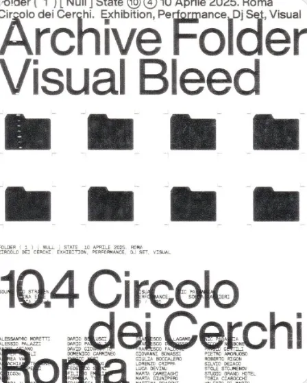 Cartel en blanco y negro con sans enorme e iconos de carpeta.